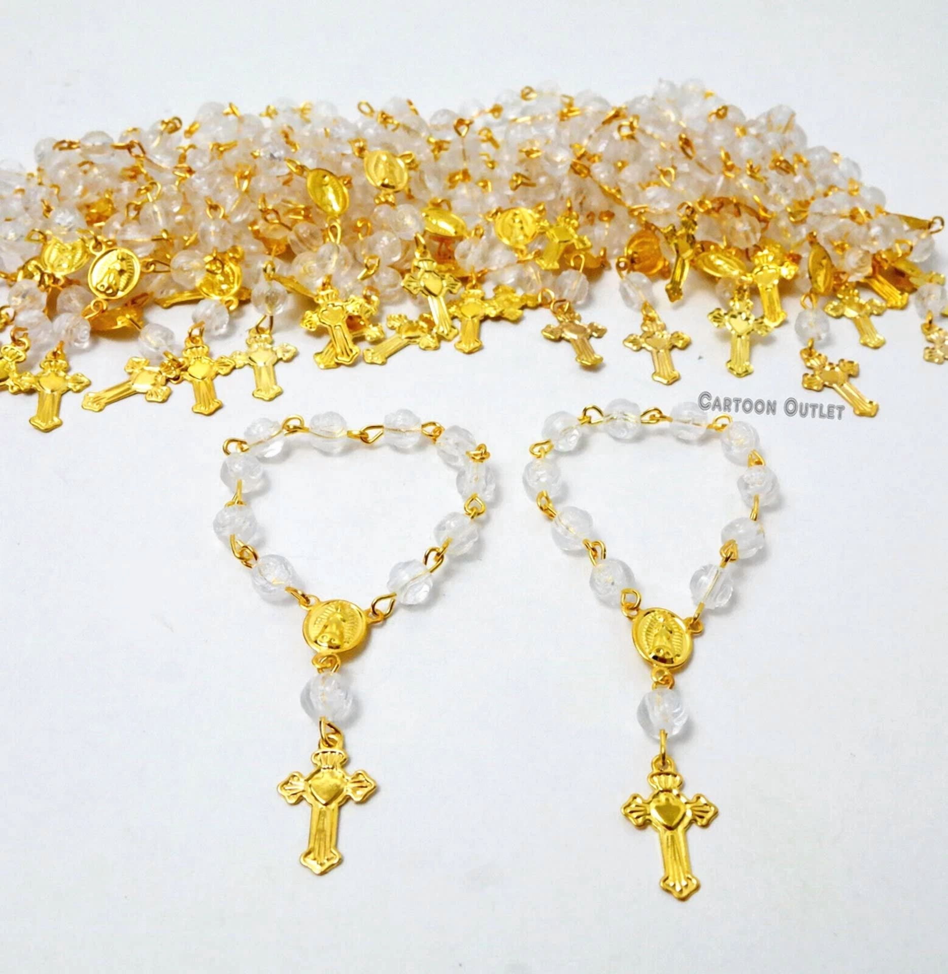 CIRCLE- 24 Baptism Mini Rosary Favors Communion Rosario Wedding Recuerdos Bautizo Boda