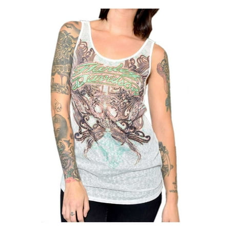 - Harley-Davidson Women's Flowery Flowers Embellished Fringe Back Tank Top, White, Harley Davidson
