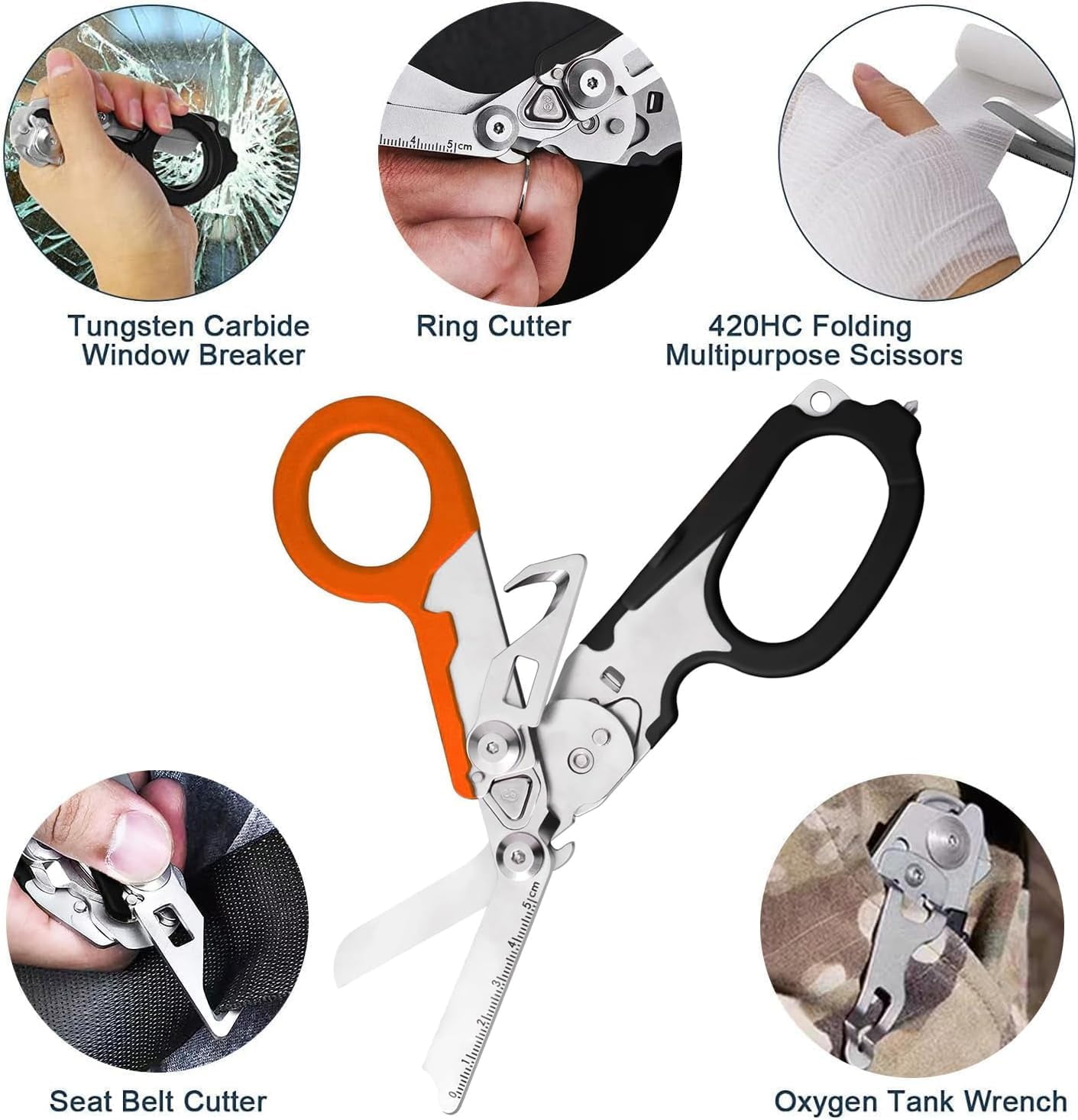 Trauma Shears,6 in-1 Emergency Response Shears with Protective Sheath,Medical Scissors Trauma Scissors for Outdoor Camping Rescue