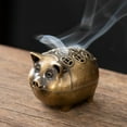 thumbnail image 2 of Vintage Brass Piggy Bank with Peace Sign Design, Decorative Collectible Coin Holder, Unique Gift for Home Decor, 2 of 5