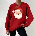 thumbnail image 6 of Hooded Sweatshirt for Women Fashion Loose Casual Christmas Printed Round Neck Long Sleeve Hoodless Sweatshirt, 6 of 7