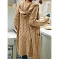 thumbnail image 4 of Winter Hooded Cardigan Sweater Coat Women Oversized Chunky Knit Open Front Long Outwear, 4 of 5