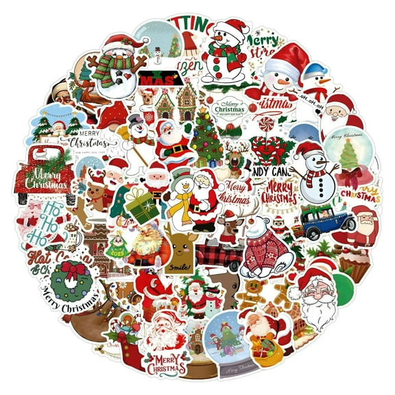 Holiday Christmas Themed Set of 60 Assorted Stickers Decal Set