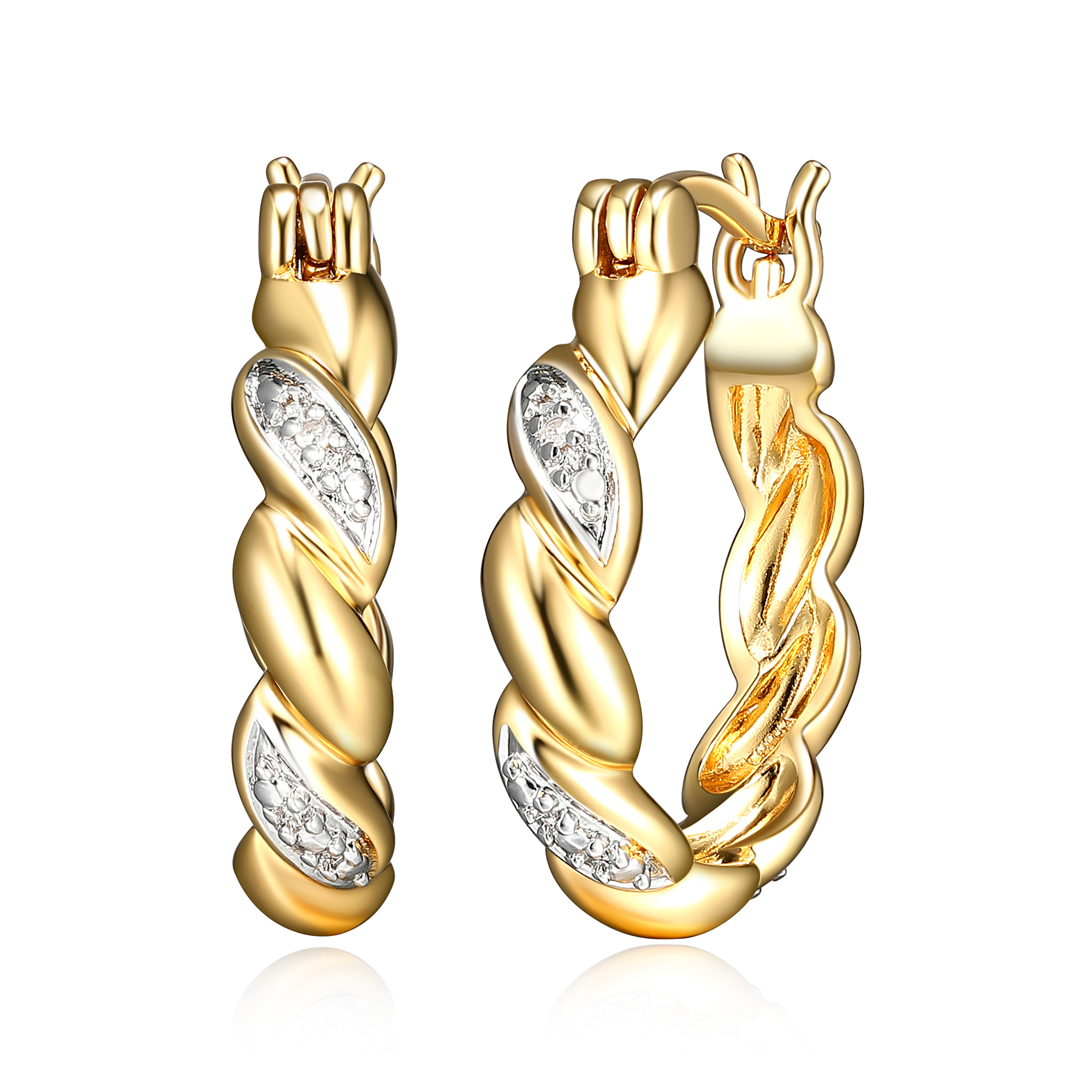 Forever Facets Braided Hoop Earrings, Bronze, 0.005 ct. t.w