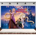 thumbnail image 3 of Princess Happy Birthday Anime Cartoon Theme Backdrops Banner Birthday Party Decor Supplies(5x3ft), 3 of 5