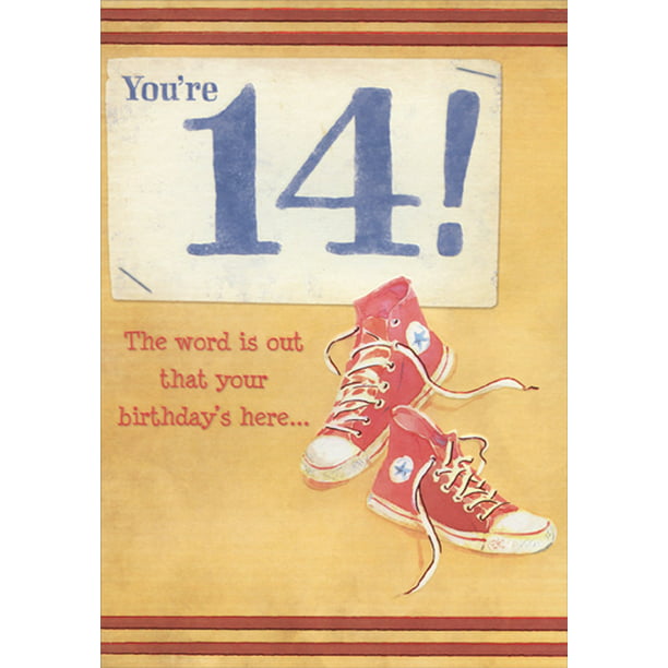 designer-greetings-red-sneakers-age-14-14th-birthday-card-for-boy