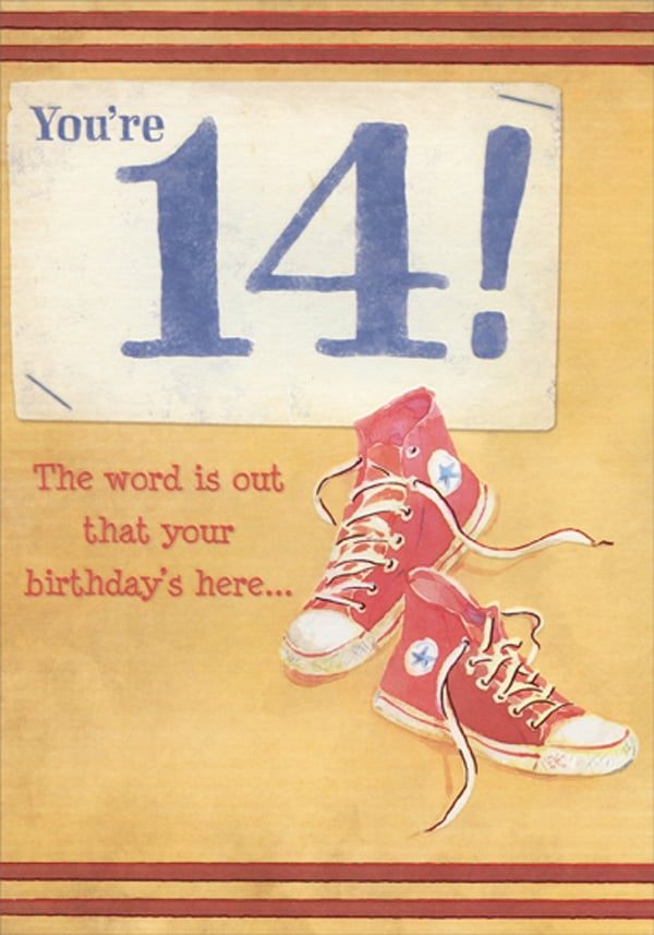 Designer Greetings Red Sneakers Age 14 14th Birthday Card For Boy 