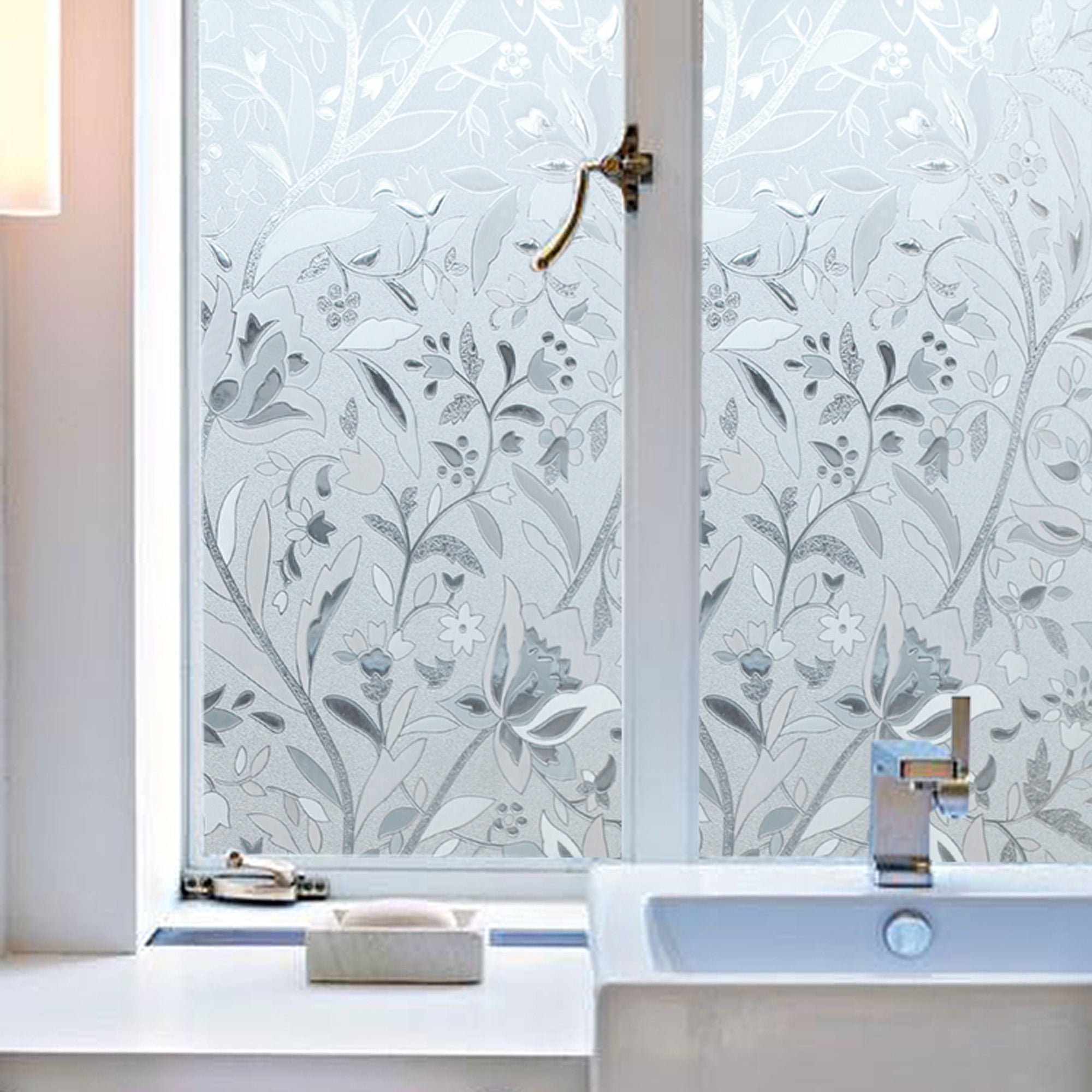 200x45cm Self-adhesive Window Glass Sticker Privacy Film Bathroom Home Decor US 