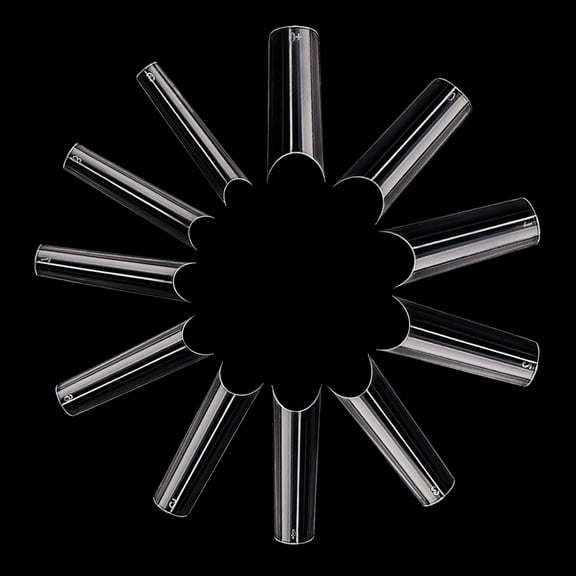 FITDON 550pcs C Curve Long Straight Nail Tips, Clear Half Cover Square False Nails