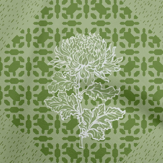 oneOone Georgette Viscose Green Fabric Asian Japanese Floral Geometric With Flowers Sewing Fabric By The Yard Printed Diy Clothing Sewing Supplies 42 Inch Wide