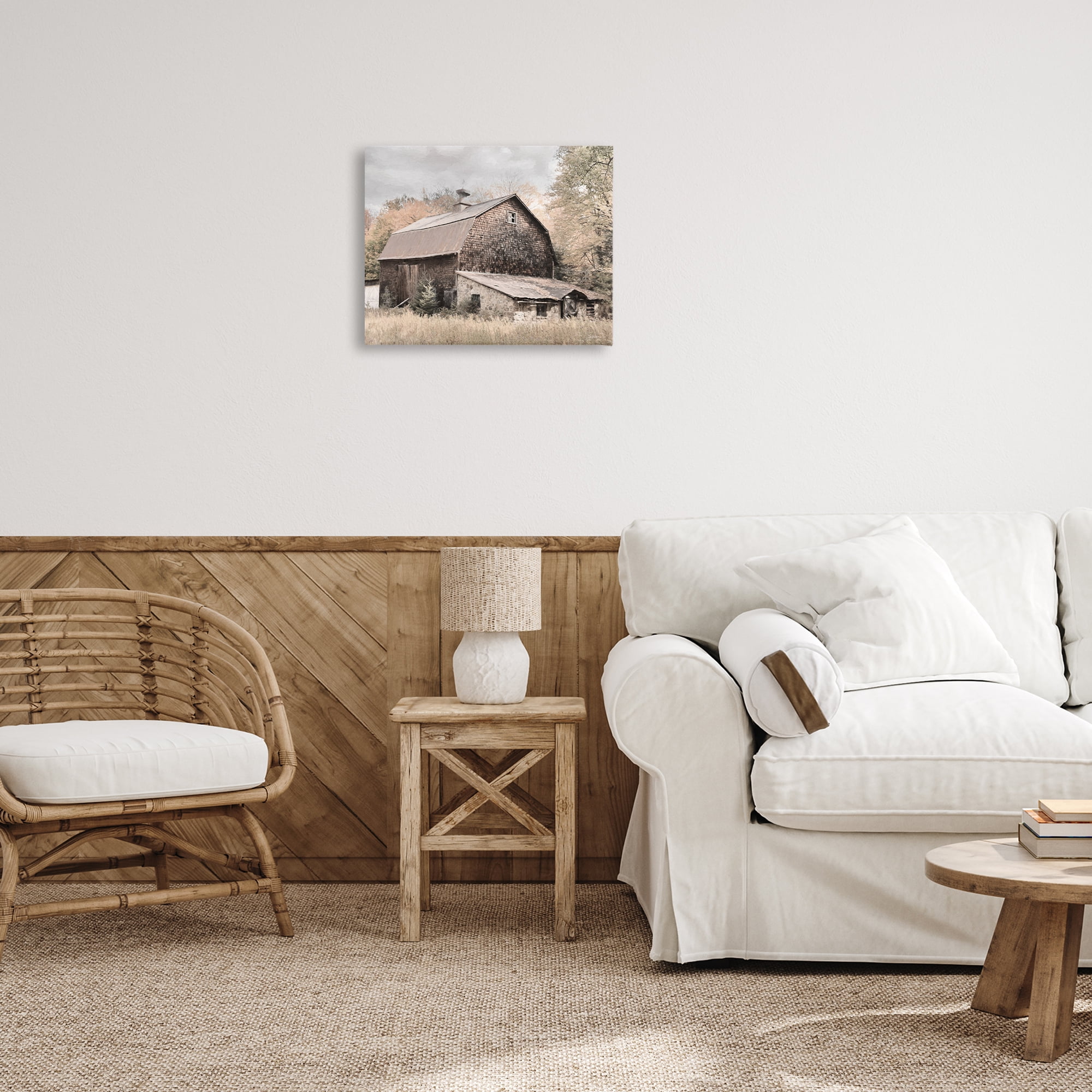 Stupell Industries Beige Rustic Barn Landscape & Nature Photography Wrapped Canvas Art Print Wall Art, 20 x 16