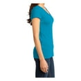 thumbnail image 3 of Yellow Rooster Women's Juniors Very Important V-Neck Cotton Tee Light Turquoise XS, 3 of 6