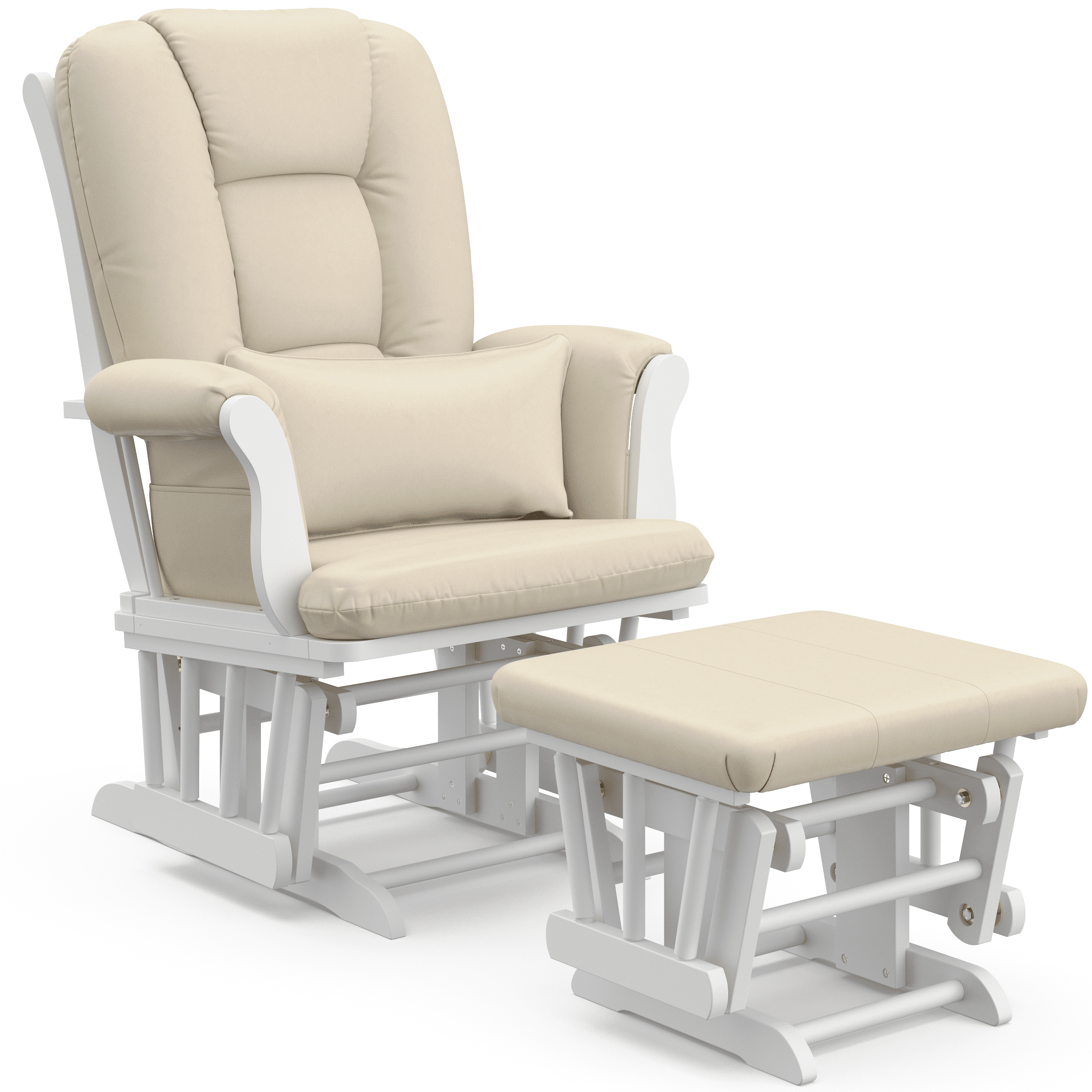 Storkcraft Tuscany Custom Glider and Ottoman with Lumbar Pillow White/Grey 