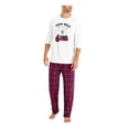 thumbnail image 1 of FAMILY PJs Ensembles Blanc Coton Mélange Bande Élastique Graphique Manches Longues Col Rond Jambe Droite Taille Quotidienne S, 1 of 2