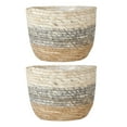 thumbnail image 1 of Miangastore Woven Plastic Flower Pot with Beautiful Weaving Lines for Storage Use Multi Color 2 Pcs, 1 of 8