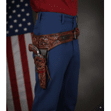 TJAYZ Western Drop Loop Leather Gun Belt and Holster, Right Hand, 22 Caliber, HARVEST 50"