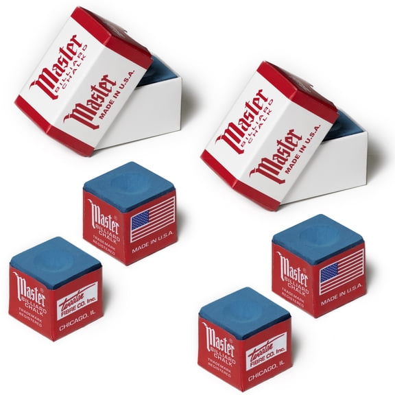 Master Billiard Premium Pool Cue Chalk - 4 pcs - 2 boxes - Made in the USA - Blue