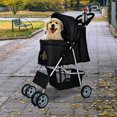 thumbnail image 2 of BestPet Folding Pet Stroller for Small & Medium Dogs and Cats, Portable 4-Wheel Dog Stroller, Cup Holder, Black Linen, 44 Lbs Capacity, 2 of 7