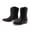 BLACK, variant on Women's Cowboy Cowgirl Western Ankle Boots Low Chunky Heels Square Toe Fall Short Booties Shoes