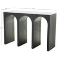 thumbnail image 3 of DecMode 47" x 32" Black Wood Art Deco Arched Cutout Console Table with White Marble Tabletop, 1-Piece, 3 of 9