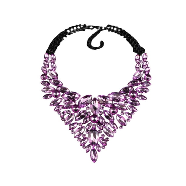 Gargantilla de diamantes de imitación para mujer, collar de moda, festival, vacaciones, aniversario, compromiso, escuela, citas, joyería para Ropa, zapatos y accesorios Miscelánea Púrpura claro Qarigey AP014488-06
