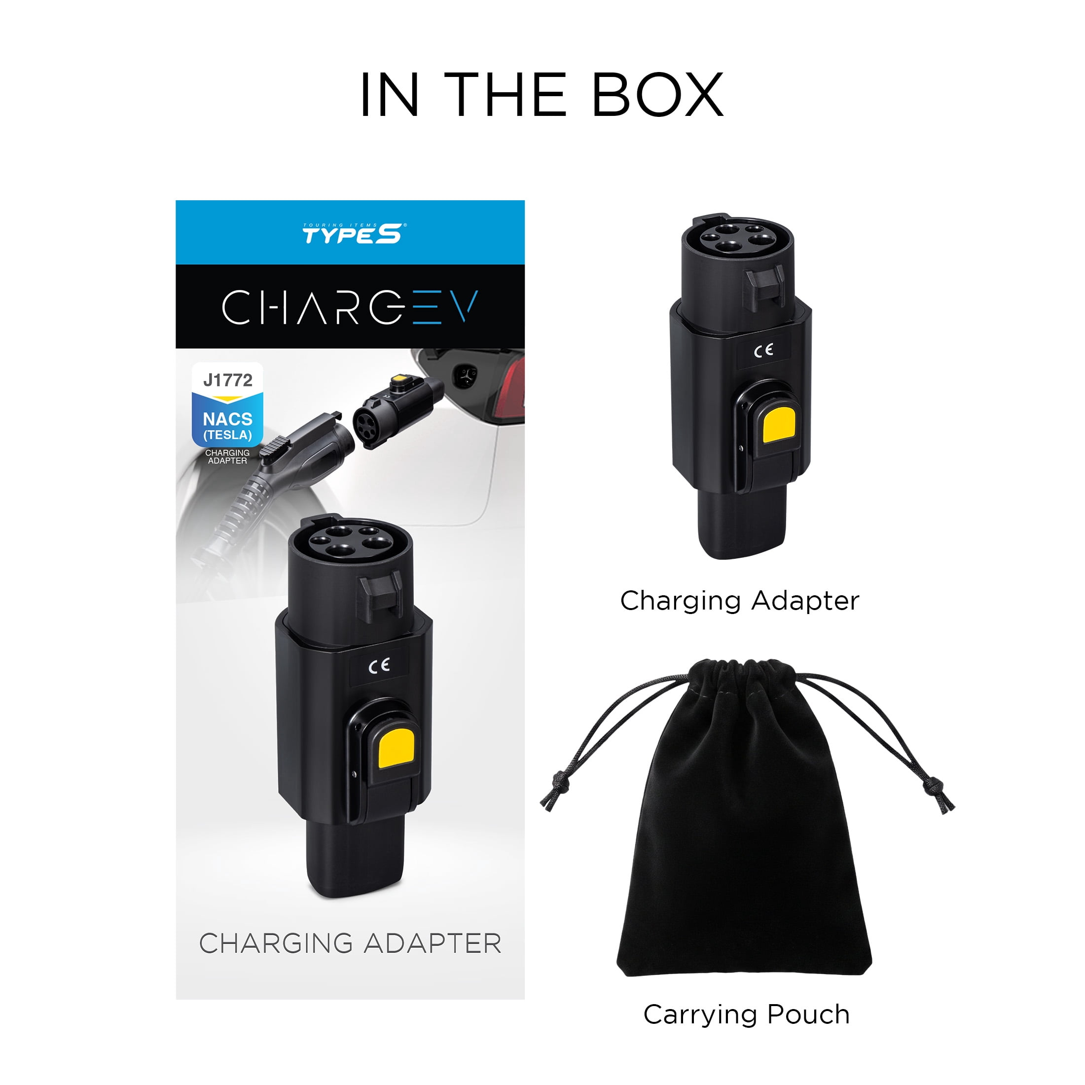 TYPE S ChargEV J1772 to Tesla NACS EV Charging Adapter for Tesla Model 3/Y/X/S/Cybertruck, Up to 50A Level 2 Charging, AC535380