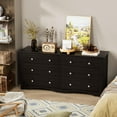 thumbnail image 2 of Furmax 6 Drawer Double Dresser, Wide Wood Chest Of Drawers Storage Tower Storage for Living Room Bedroom,Brown, 2 of 12