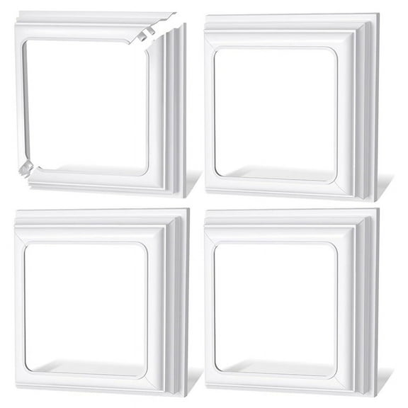 4x4Inch Vinyl Post Skirt-White Base Cover Trim for Wood and Posts,Deck Porch Column,Stair Rails-Set of 4
