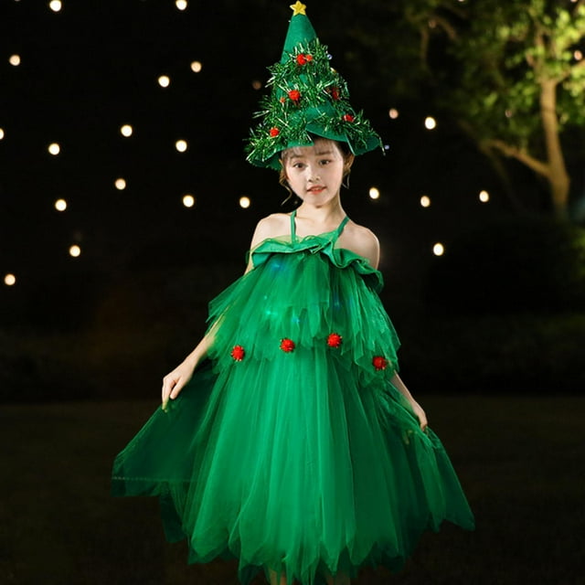 Disfraz de Navidad Vestido de Navidad Cosplay Trajes de Navidad Vestir Vestido Verde Disfraz de Cosplay para Cumpleaños Carnaval de Disfraces , 140cm