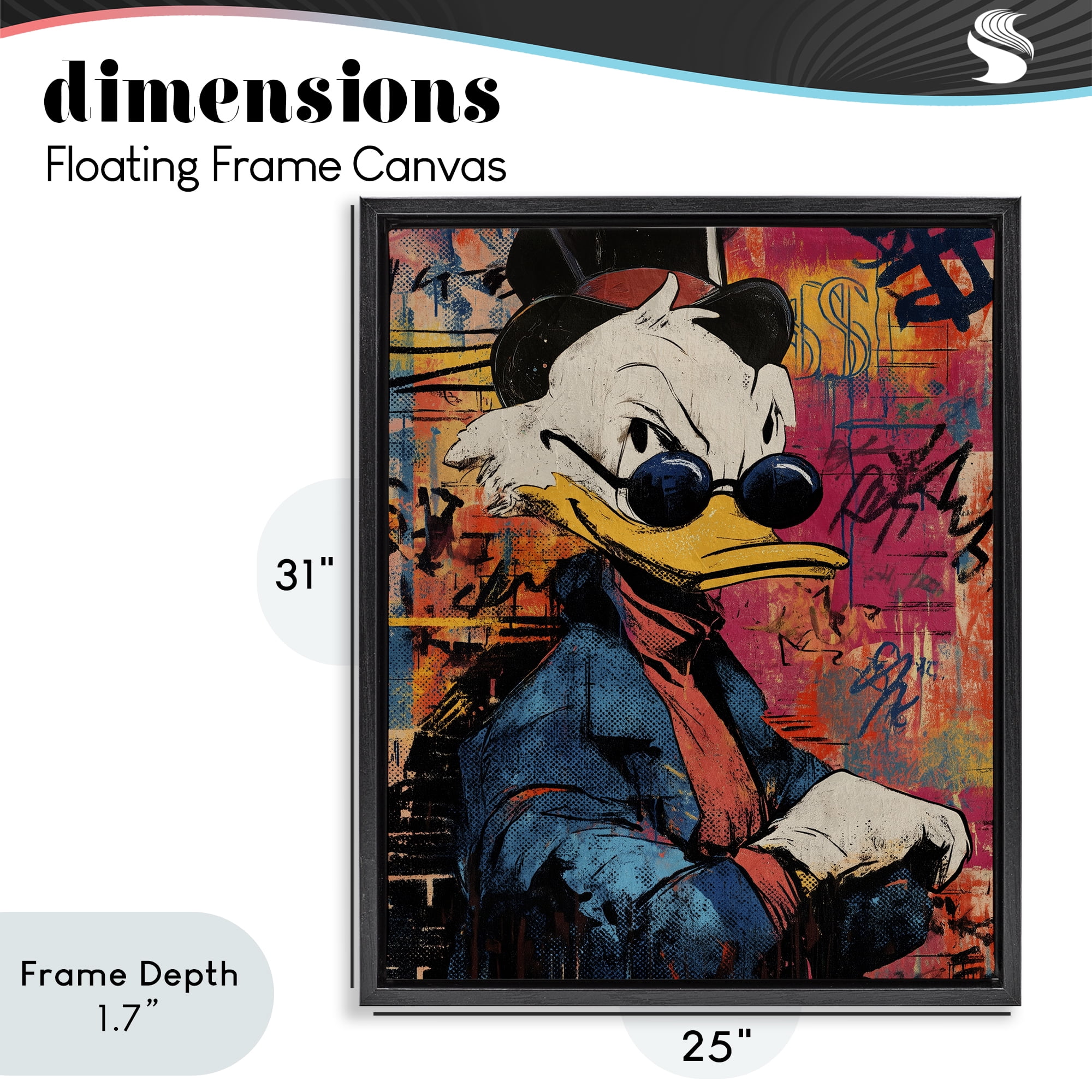 Stupell Industries Pop Style Cartoon Riches Black Framed Floater Canvas Wall Art, design by Svetlana Aleynikova