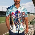 thumbnail image 2 of Mens Casual Manga Corta Botón Abajo Camisas Turndown Cuello Blusa de Impresión, Poliéster Ligero Top de la Moda para el Verano Al Aire Libre Y el Uso Diario, 2 of 7