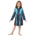 thumbnail image 6 of FORMRS Niños Bathrobe Unisex Hooded Robe Soft Plush Pajamas Sleepwear, Size 10-12T, Blue Tree, 6 of 7