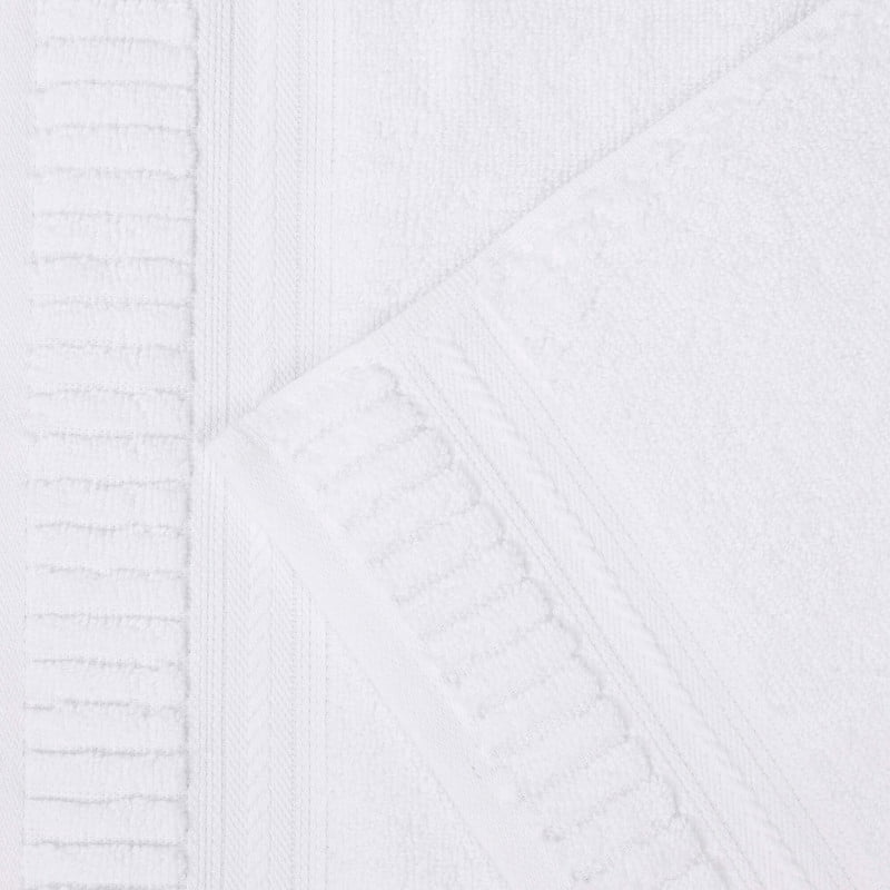 Superior Venice Ribbed Textured Border Zero Twist Bath Sheets, Set of 2, White