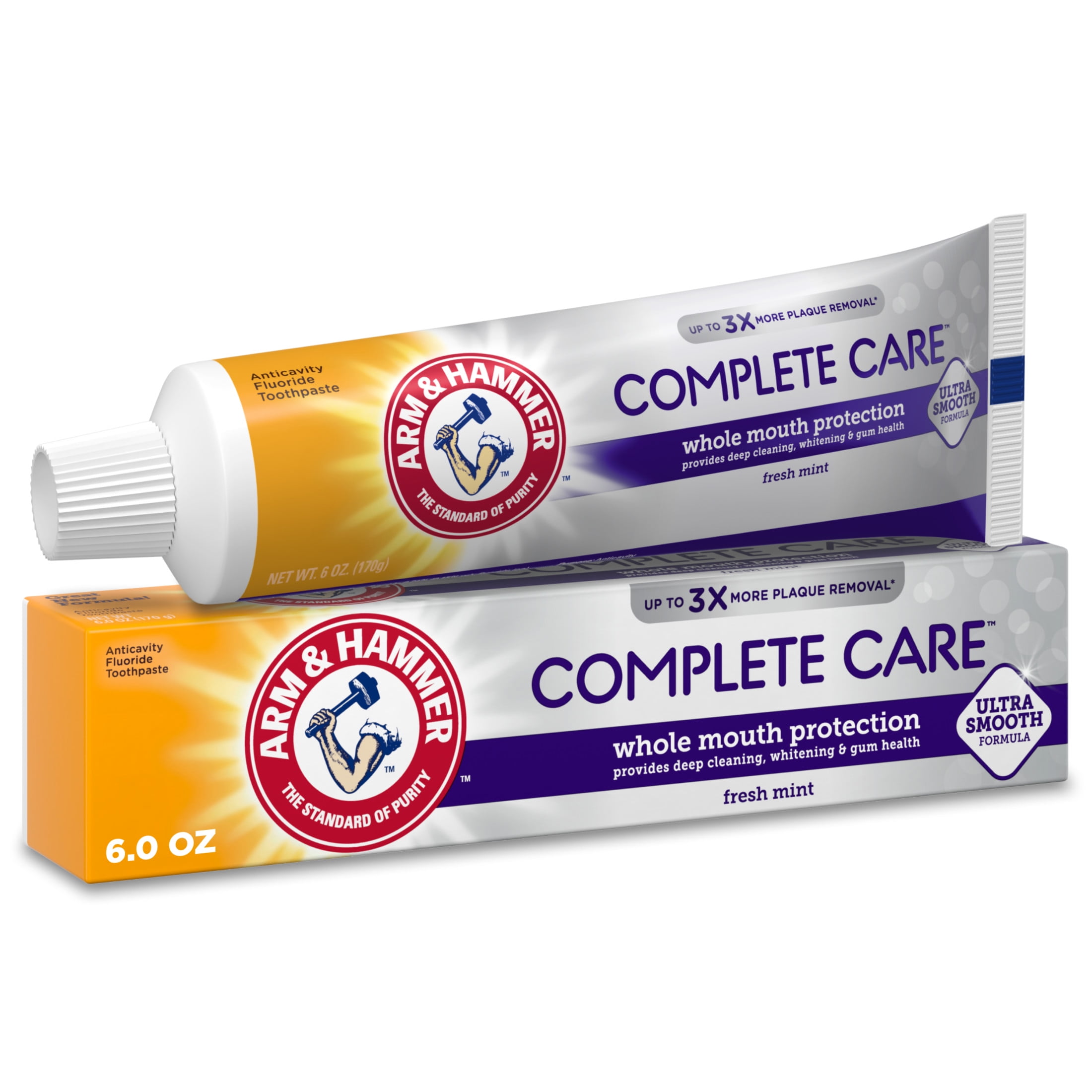 (12 pack) ARM & HAMMER Complete Care Toothpaste, Fresh Mint Flavor, Whole Mouth Protection, 6.0oz Tube