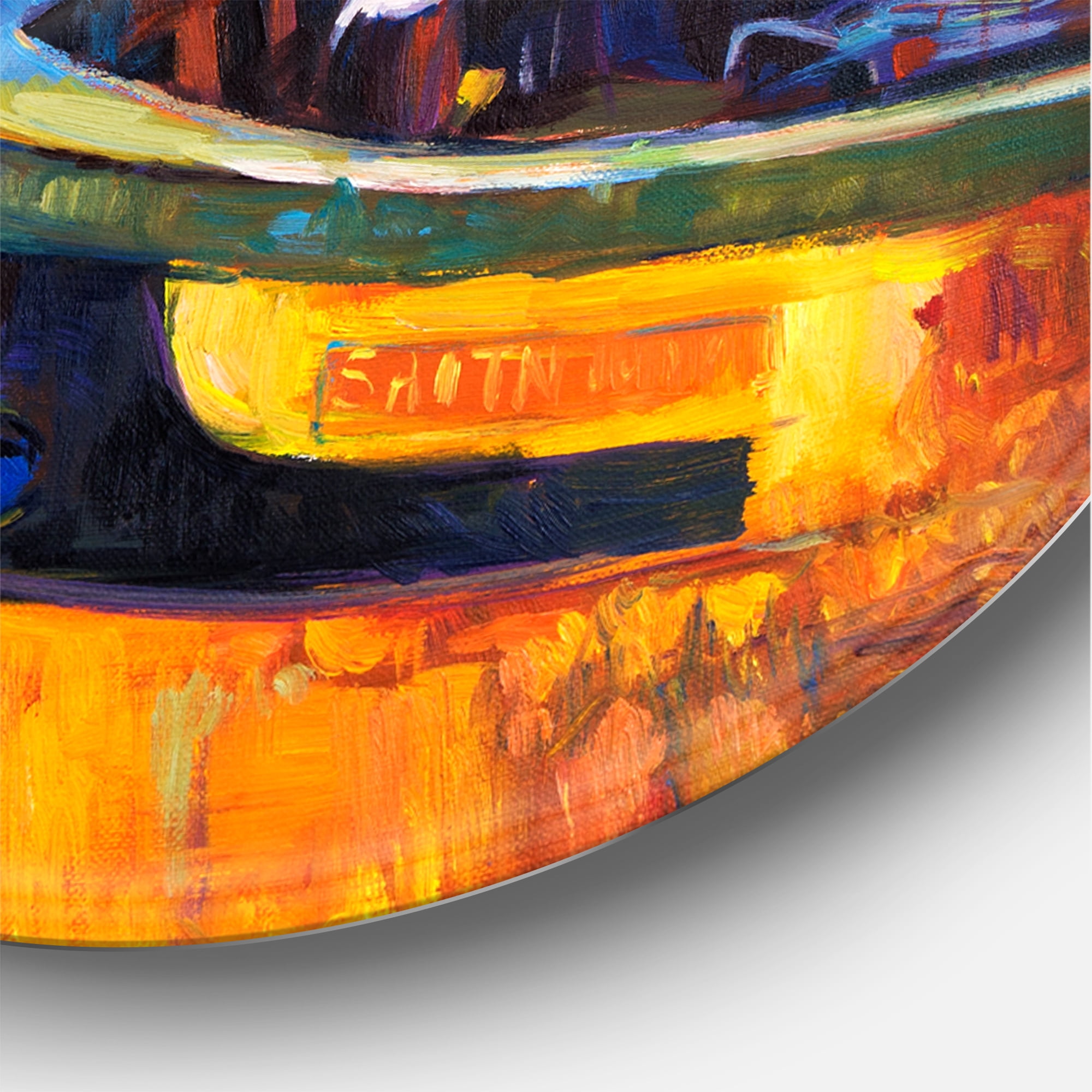 Designart 'Boats During Warm Sunset Resting On The Water VII' Nautical & Coastal Circle Metal Wall Art 29x29 - Disc of 29