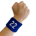 thumbnail image 4 of COUVER Embroidered White Number 67 Blue Terry Cotton Athletic Wristbands 1 Pair (Mens), 4 of 11