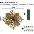 thumbnail image 3 of RECUTMS 10 Pack Glitter Artificial Poinsettia Flowers Christmas Wreath Christmas Tree Flowers Ornaments(6.7inch, Gold), 3 of 7