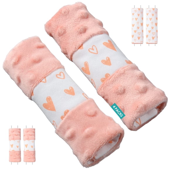 Cubiertas de correas de asiento de coche para bebés, hombreras, rosas, 4 paquetes