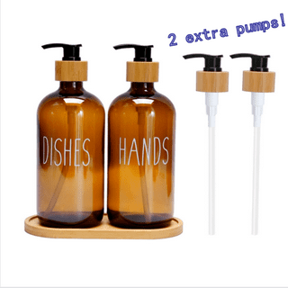 Glass Bottle Hand Wash Dish Soap Lotion Amberclear Whiteblack Soap  Dispensers Waterproof Labels Kitchen Metal Pumpgift 