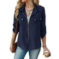 thumbnail image 2 of DYTTDG Women's Fashion Lightweight Jacket Long Sleeve Zipper Pocket Jacket Casual Coat Top Great Gifts for Less, 2 of 5
