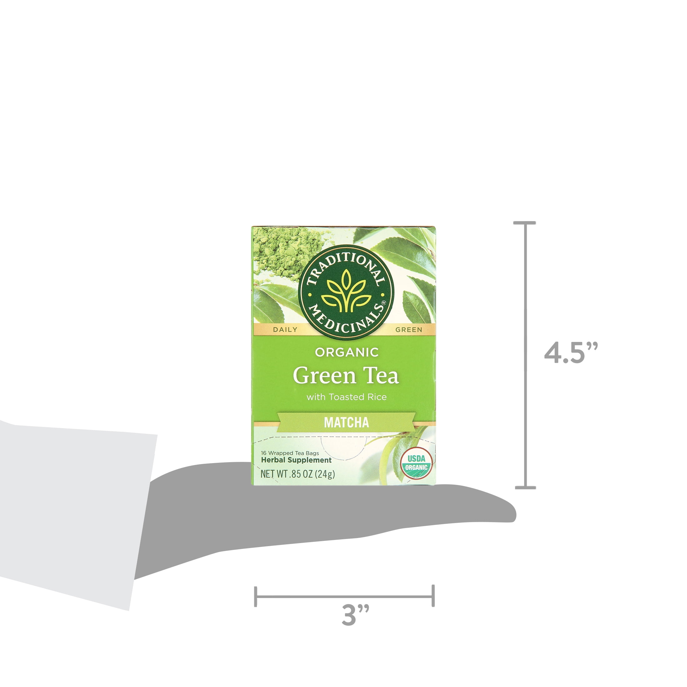 (6 pack) Traditional Medicinals, Organic Green Tea Matcha with Toasted Rice, Tea Bags, 16 Ct