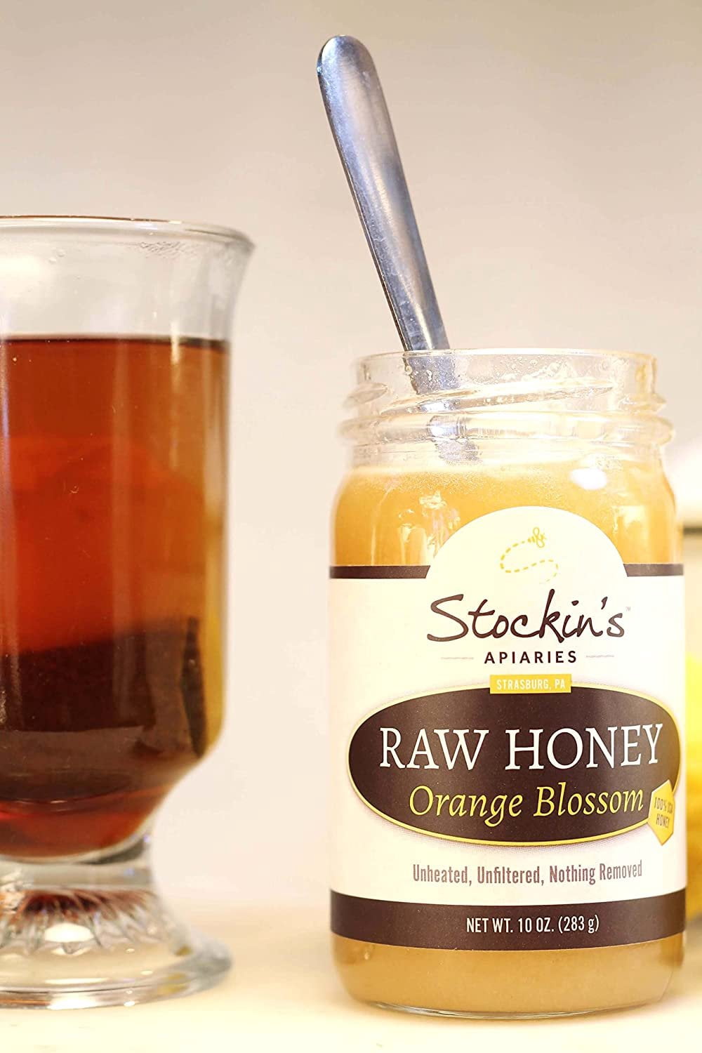 Stockin's Apiaries Raw Orange Blossom Honey, Unheated, Unfiltered, & Nutritious, 10 Oz.