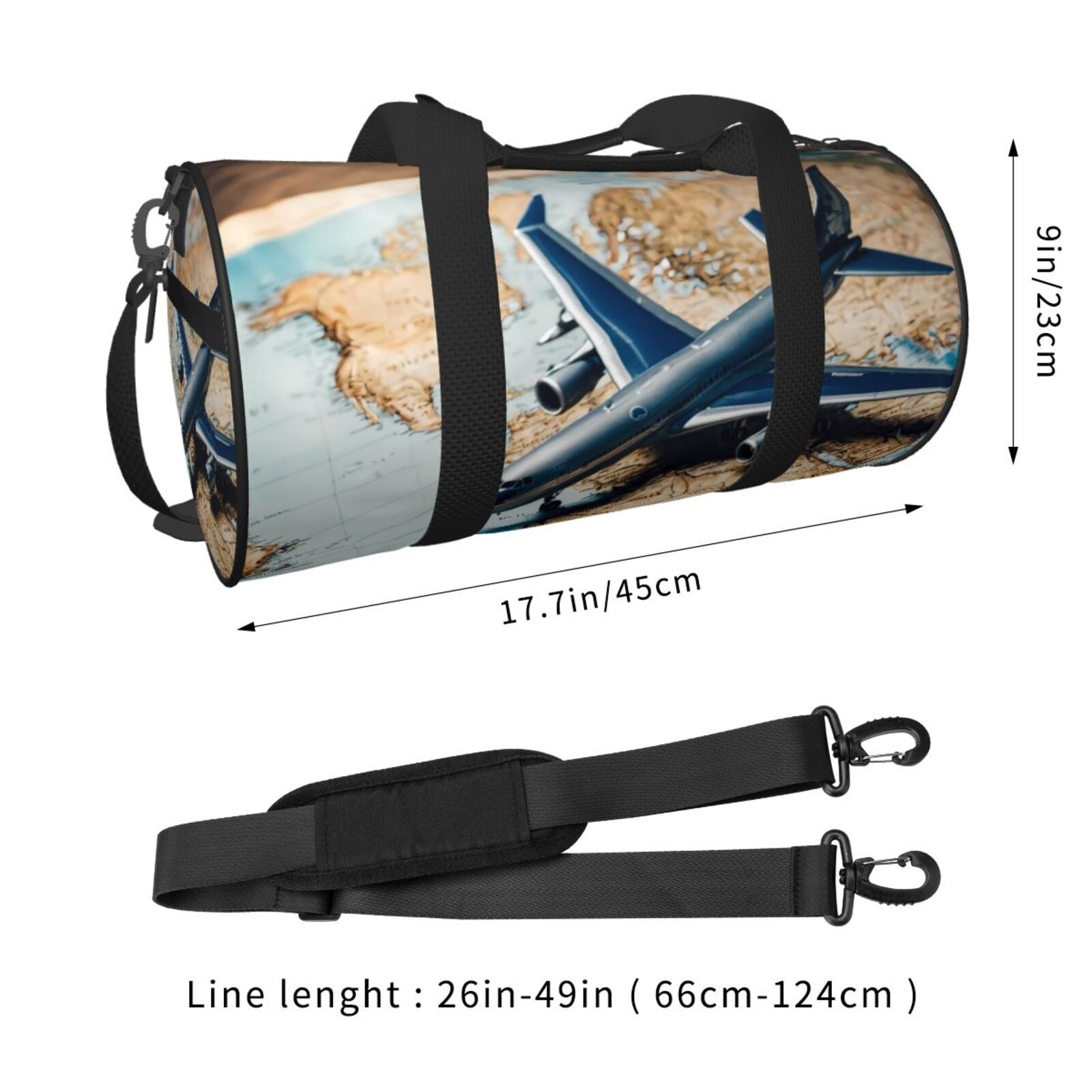 Defioc Airplane World Map Adventure for Travel Duffle Bag,Weekender Bag Carry On Tote Bags Hospital Bag Large Capacity Sport Gym Bag for Men Women Fit for Trave, Gym,Weekend
