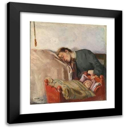 Christian Krohg 12x13 Black Modern Framed Museum Art Print Titled - Mother and Child (1883)