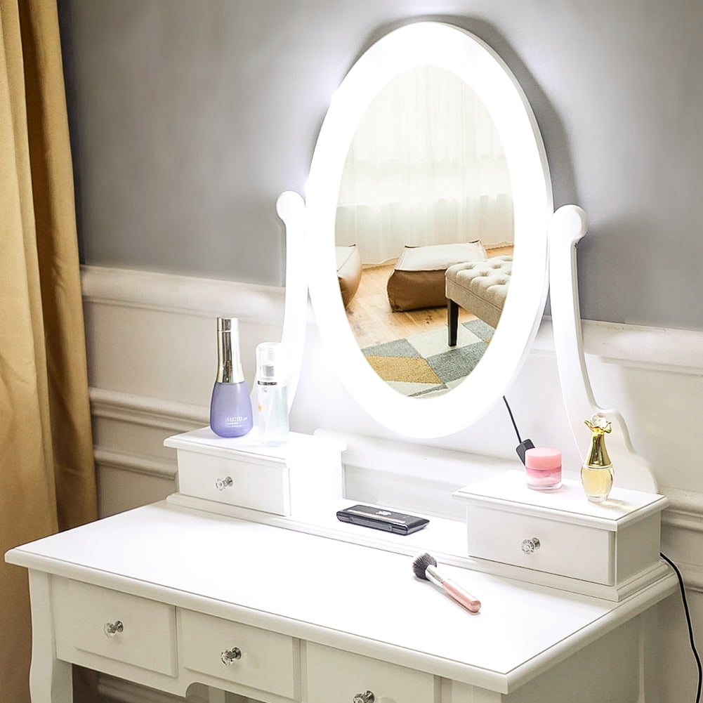 Lowestbest Dressing Table Vanity Table With Light Bulb Mirror 5 Drawer for Home Bedroom Lowestbest Dressing Table Vanity Table With Light Bulb Mirror 5 Drawer for Home Bedroom