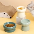 thumbnail image 4 of Petal shape pet ceramic bowl high and short feet love cervical vertebrae cat bowl - dark green, 4 of 5