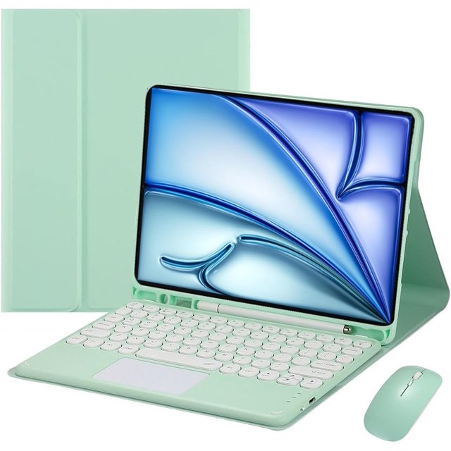 Funda con teclado táctil para iPad Air de 11 pulgadas M3 (2025) / M2 (2024), iPad Air 5ta (2022) / Air 4ta generación (2020) de 10,9 pulgadas, con mouse - Teclado Bluetooth táctil magnéticamente