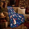 thumbnail image 3 of Christmas Cats, Mugs, and Wrapped Gifts on Blue, Playful Pet Portrait, Warm Flannel Blanket for Living Room and Reading Nook, Cat Lovers Christmas Gift, Pet Lover Home Decor, 3 of 9