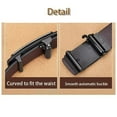 thumbnail image 3 of Genuine Leather Mens Ratchet Belt Belts For Men Adjustable Automatic Buckle-Silver-115cm, 3 of 8