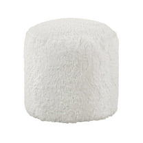 Lexicon Nice Fur Fabric Pouf in Off White